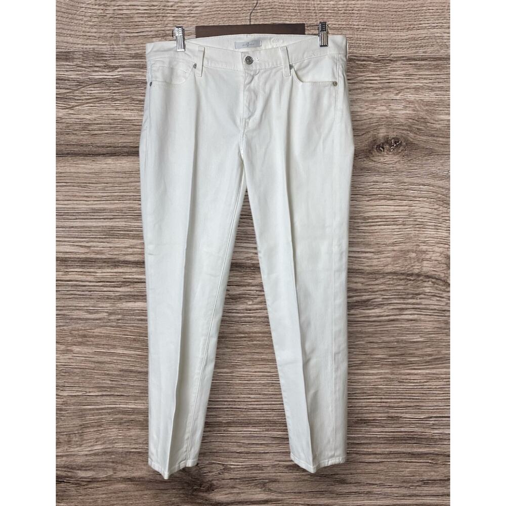 7 For All Mankind Slim Illusion Luxe White Straight Leg Jeans Size 31